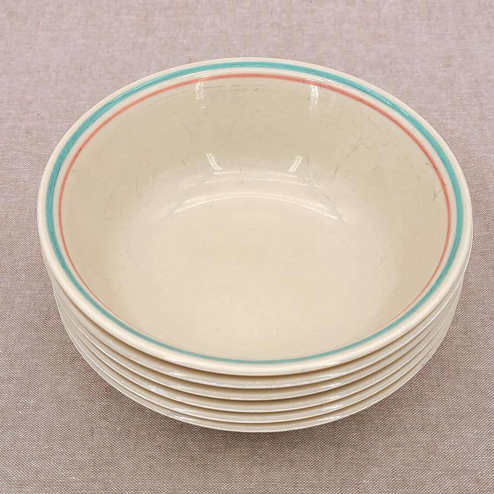 Corelle FOREVER YOURS Set of 6 Soup/Cereal Bowls Beige Pink Turquoise 6 1/4"